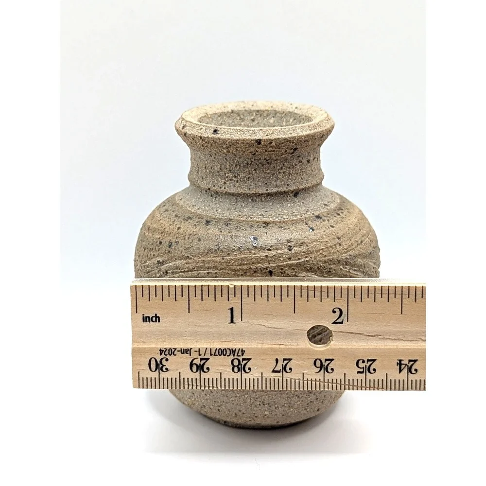 Handmade Studio Pottery Vase Signed Stoneware Bud Vase Speckled Rustic Artisan